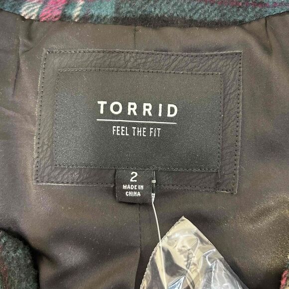 Torrid Womens Peacoat Coat Collared Long Sleeves Plaid Plus Size 2 - Picture 3 of 5